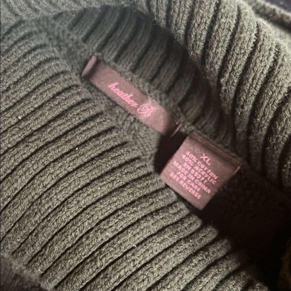 Heather B Olive Green Ribbed Sweater